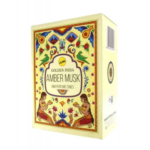 GOLDEN AMBER MUSK PERFUME CONES 10PC