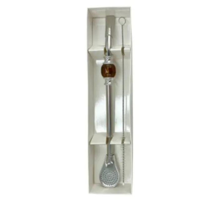 BOMBILLA CUCHARA MARRONE CON KIT PULIZIA 22CM