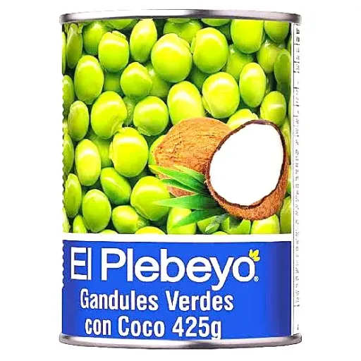 GANDULES VERDES CON COCO EL PLEBEYO 425G